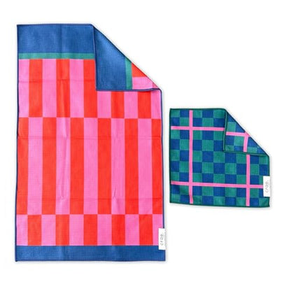 Double-Sided Microfiber Hand Towels, Waffle Kitchen Towels Set for Home Use | 2 Towels, 17x27 Inches, Durable & Soft, Fast Drying, Hand Wash Cloth and Dishcloth, Collins/Marine, Home Use 2-Pack Towel Set - color: Collins/Marine, size: Double sided Hand To