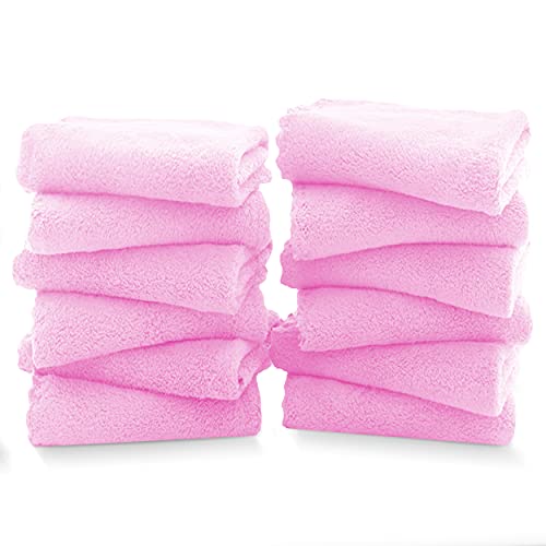 TENSTARS 12 Pack Premium Washcloths Set - Quick Drying- Soft Microfiber Coral Velvet Highly Absorbent Wash Clothes - Multipurpose Use as Bath, Spa, Facial, Fingertip Towel (Frozen Berry) - color: Frozen Berry, size: 12 Piece Washcloths
