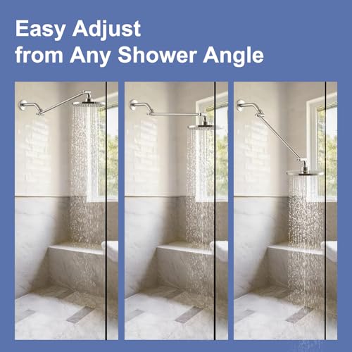 OFFO Shower Head Extension Arm, 16 in Shower Extension Arm with Locking Nut, Adjustable Shower Arm Extender, G1/2 Connector for Fixed Shower Head & Handheld Showerhead, Brushed Nickel - color: Brushed Nickel, style: 16 in
