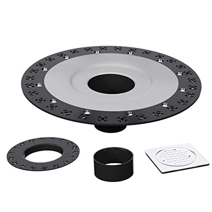 Shower Drain Kit 4 Inch Stainless Steel Grate with Vertical ABS 2 Inch Flange for Schluter Systems Kerdi Drain - Brushed Nickel | 4 Inch Square Shower Drains Compatible with Schluter Drains, Vertical ABS Shower Flange for Schluter-Kerdi System - color: Br