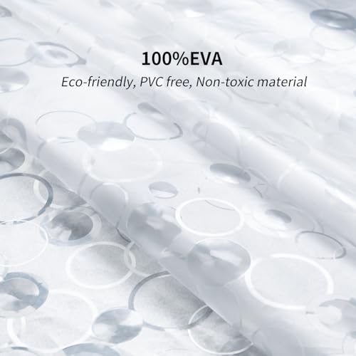 WELTRXE EVA 8G Bathroom Shower Curtain Liner, 72x72 Inch 3D Frosted Bubble Heavy Duty Waterproof Shower Curtain Liner with Magnets Thick Plastic Shower Curtains, 12 Hooks - color: Clear - Annular Patterns