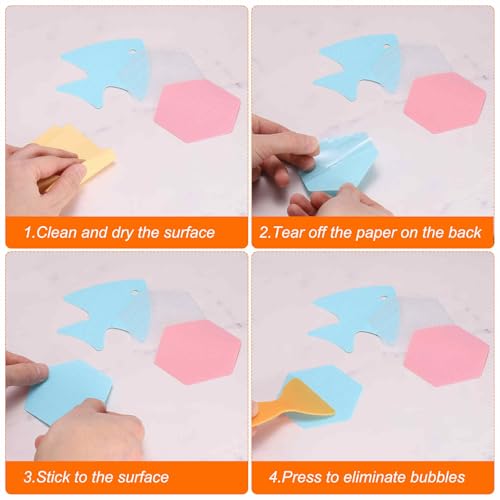 HARFINGTON 12pcs Non-Slip Bathtub Stickers Set 3.15" Hexagon Shower Floor Sticker PEVA Anti-Slip Adhesive Appliques with Scraper for Bathroom Kitchen Treads Stairs Swimming Pool, Gray - color: Gray