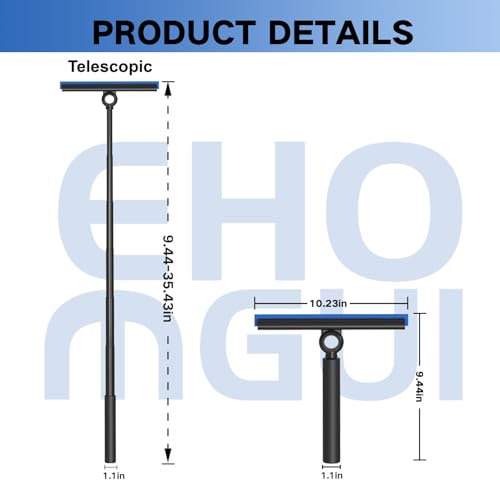 Shower Squeegee for Glass Doors, Squeegee with Long Handle, Telescoping Squeegee for Shower, Extendable Window Cleaner Tool for Car Windows, Tile Walls, Sliding Door, Shower Glass Door