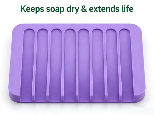 2pcs Self Draining Soap Holder Rack, Advanced Silicone Soap Dish Tray, Waterfall Drain, Suitable for Bathrooms, Kitchens, and Bathtubs, Extending Soap Life, Keeping Bars Dry and Easy to Clean (2)