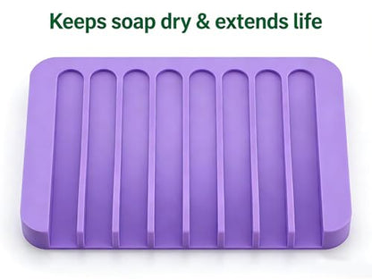 2pcs Self Draining Soap Holder Rack, Advanced Silicone Soap Dish Tray, Waterfall Drain, Suitable for Bathrooms, Kitchens, and Bathtubs, Extending Soap Life, Keeping Bars Dry and Easy to Clean (2)
