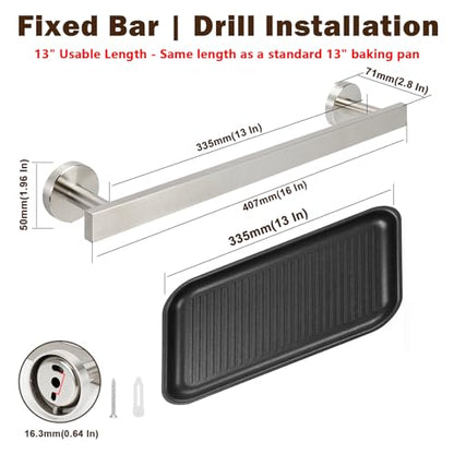 16 Inch Bath Towel Bar (13" Usable Length), SUS304 Stainless Steel Towel Rack Holder Wall Mounted, Modern Shower Rod for Compact Bathroom Kitchen Home Decor (Brushed Nickel)