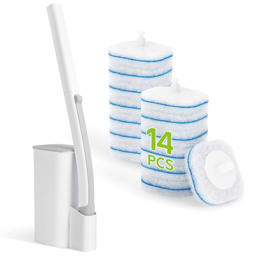 IVYROLL Toilet Bowl Cleaner Wand with 14 Refills | Disposable Toilet Brush Set with Holder, Cleaning System Starter Wand Kit, Bathroom Cleaning Set - size: 1 Count (Pack of 1)
