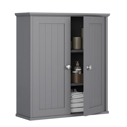 Bathroom Wall Cabinet, Bathroom Cabinet Wall Mount, Over Toilet Space Saver Storage Cabinets Wall Mounted, Wood Medicine Cabinets with Doors, Grey - color: Grey