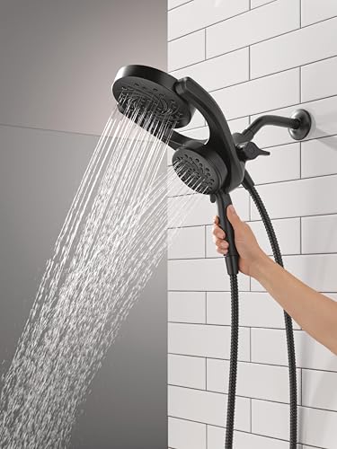 Delta 5-Setting HydroRain 2-in-1 Dual Shower Head with ProClean Spray, Matte Black High Pressure Shower Head with Handheld Spray, 1.75 GPM Flow Rate, Matte Black 75419BL - color: Matte Black