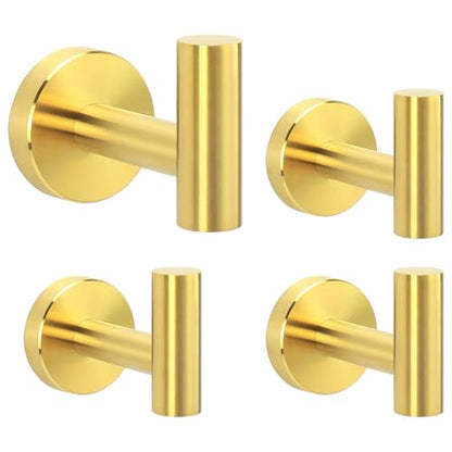 Livabber Bathroom Towel Hooks, 304 Stainless Steel Robe Shower Hooks Wall Mounted, Heavy Duty Towel Hangers for Bathroom Kitchen Bedroom (4 Pack, Gold) - color: Gold, size: 4 Pack
