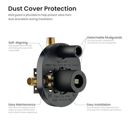 KIBI Circular Ceiling Mounted Shower System with 2-Function Faucet Set | Solid Brass Pressure Balanced Valve | Anti-Scald Design for Reliable Water Temperature Control (Chrome Finish, KSF408) - color: Chrome
