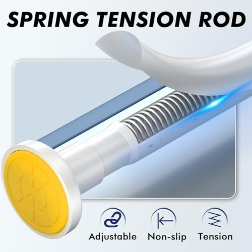 White Shower Curtain Rod Tension 30 to 80 Inch,1 Inch Diameter Adjustable Tension Curtain Rod No Drilling,Shower Rods for Bathroom,No Rust - color: White, size: 30" to 80"