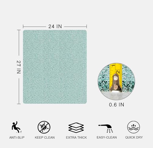 Nonslip Bathtub Mat, Anti Slip Bath Mat 0.6" Extra Thick, Quick Dry Bath Tub Anti Slip Shower Mat, Loofah Non-Slip Bath Mat for Tub Bathroom Pool Kitchen Entryway Home Hotel(Blue 24x27) - color: Blue, size: 27" x 24" (Rectangular)