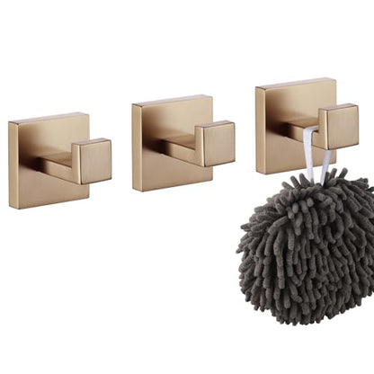 KOKOSIRI Robe Hooks for Wall Bathroom Towel Hooks Coat Hook Kitchen Garage Heavy Duty Wall Mounted Champagne Bronze Stainless Steel, 3 Pack B1010CPG-P3 - color: Champagne Bronze, size: 3 Pack