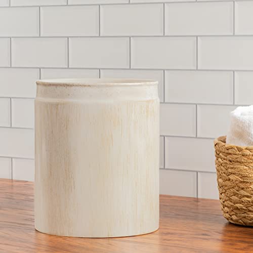 Creative Scents Rustic Luxe Small Bathroom Trash Can 1.53 Gal / 5.8L - Oval Bathroom Garbage Can Bin for Modern Farmhouse Decor - Small Waste Basket for Bathroom and Bedroom - style: Trash Can