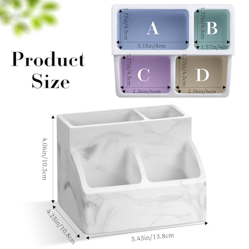 Luxspire Diatomite Toothbrush Holder, 4 Slots, Marble White | Fast Drying, Diatomaceous Earth, Electric Tooth Brush and Toothpaste Organizer, For Bathroom Kitchen Vanity Countertop - color: Marble White, style: 4 Slots
