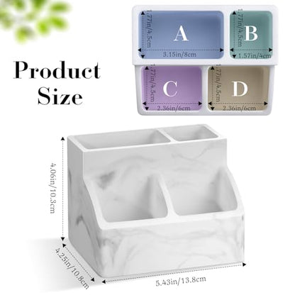 Luxspire Diatomite Toothbrush Holder, 4 Slots, Marble White | Fast Drying, Diatomaceous Earth, Electric Tooth Brush and Toothpaste Organizer, For Bathroom Kitchen Vanity Countertop - color: Marble White, style: 4 Slots