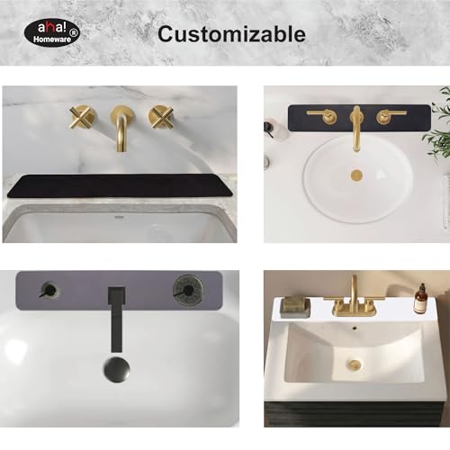Customizable Faucet Mat Kitchen: AHA HOMEWARE Diatomite Rubber Kitchen Sink Splash Guard, Absorbent, Cuttable 2-PACK (Black, 29") - color: Black, size: 29" x 29"