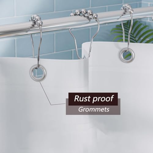 TIKABC Shower Curtain Liner, 4G PEVA Shower Liner, Plastic Waterproof Shower Curtains, with Grommet Holes and 3 Magnetic Weights(White) - color: White