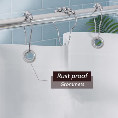 TIKABC Shower Curtain Liner, 4G PEVA Shower Liner, Plastic Waterproof Shower Curtains, with Grommet Holes and 3 Magnetic Weights(White) - color: White
