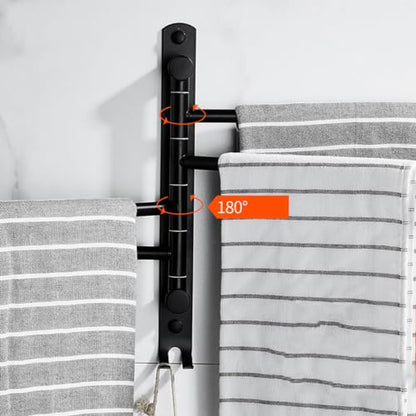 ZHOUXIAO Stainless Steel Swing Out Towel Bar Holder Wall Mount/Black Finish Swivel Towel Rack for Bathroom or Kitchen, Metal Towel Bar Folding Arm Swivel Hanger Bathroom Stor 2Bars