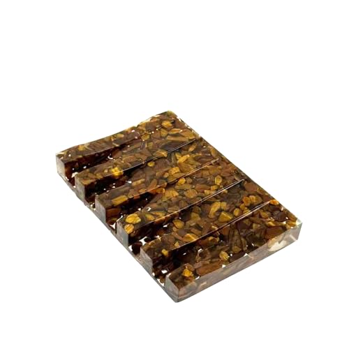 Draining Resin Soap Dish Tray for Shower & Sink, Tiger’s Eye Look Embedded Speckle Design, Quick‑Drain Ridges Keep Bar Soap Dry, Non‑Slip Feet, Gift‑Ready Box, vinsiora Single Soap Holder