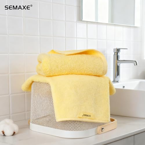 4-Pack Yellow Cotton Hand Towels for Bathroom with Hanging Loops | Sink-side towels for drying hands and face, ideal for bathrooms, guest baths, powder rooms, OEKO-TEX certified, easy care - color: A01: Yellow