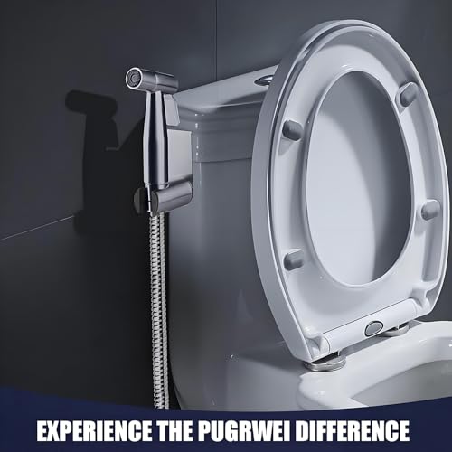 Handheld Bidet Sprayer-Bidet Attachment for Toilet, Premium Stainless Steel | Adjustabel Water Flow, Leak-Free Hose & Brass 7/8" T-valve, Fits Two-Piece Toilet, Feminine/Baby/Muslim Wash, Easy Install - color: Brushed Nickel