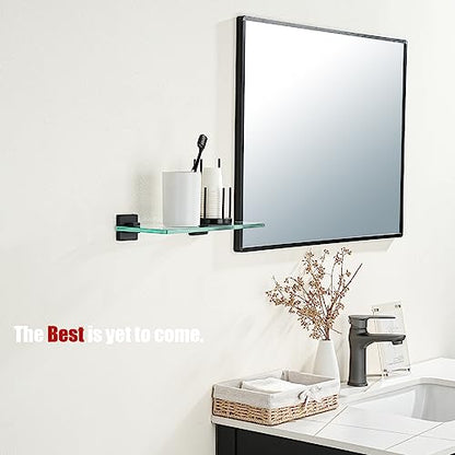 JQK Bathroom Glass Shelf Black, Tempered Glass Shower Storage 12 by 5 inches, 304 Stainless Steel Matte Black Wall Mount 2 Pack, TGS201L12-PB-P2 - color: Matte Black, size: 12 Inch(2 Pack)