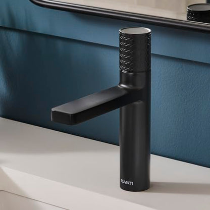 Ruvati Emilio Single Handle Diamond Pattern Knurled Bathroom Faucet Round in Gunmetal Black PVD - RVF5133BL - color: Gunmental Black