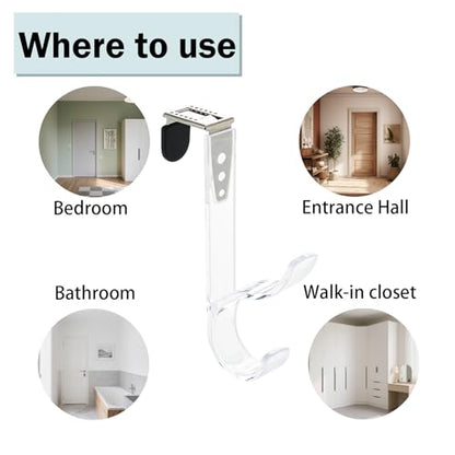 NewTalent Set of 2pcs Adjustable Over the Door Hooks for Hanging, for Living Room, Bathroom, Bedroom, Kitchen Hanging Clothes, Towels, Hats, Coats, Bags - style: Contemporary