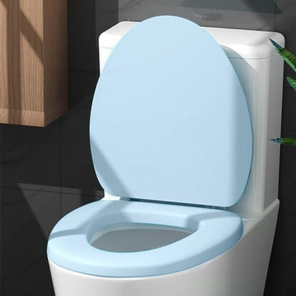 Toilet Seat Round, Toilet Seat with Quick-Release And Quick-Attach, Plastic Toilet Seat with Soft Close, Never Loosen, Easy Install and Clean, Fits Most Toilets - color: Blue