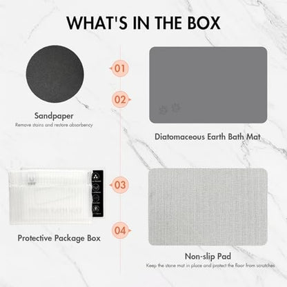 Newest Diatomite Stone Pet Feeding Mat for Dog&Cat–Super Absorbent Diatomite Fast Drying Stone Dog Food Mat, Quick Dry Dog Mats for Food and Water with Non-Slip Pad (24×16'', Dark Gray, Square) - color: Dark Gray Square