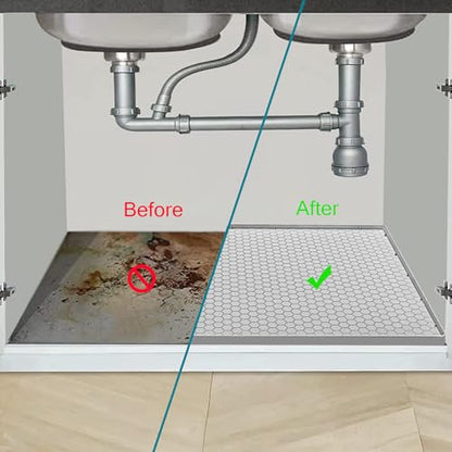 Under Sink Mat 22 x 22, Silicone Under Sink Liner for Kitchen Waterproof Bathroom Cabinet Mat, Light Grey - color: Light Grey, size: 22"W x 22"L