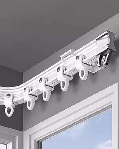 Curtain Track Bendable Tracks for Curtains 1m 2m 3.0m 4m 5m 16 Ft 16.4ft, White PVC Bay Window Curtain Rail and Fittings, Curved Rooms Divider Shower Curtain Rod(Wall Mount,5m/197in/16.4ft) - color: Wall Mount, size: 5m/197in/16.4ft