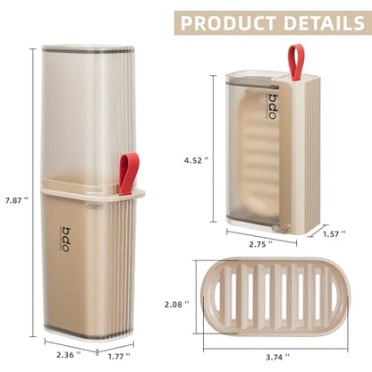 Bar Travel Soap Case Container, Portable Toothbrush Holder, Clear Coffee | Dish Soap, drainage, leakproof, 7.88 in, Traveling Toothpaste Tooth Brush Holder, Cover, Trip, Camping - color: Gray Coffee
