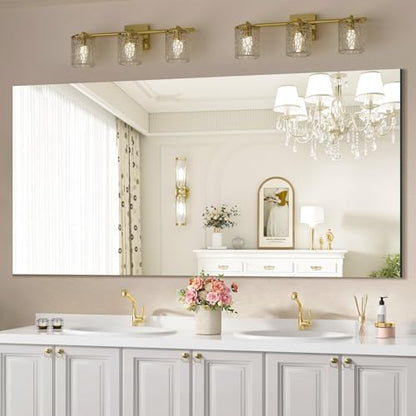 Bathroom Vanity Mirror 72"x36" Frameless Wall Mirror Shatterproof | Modern Wall Mount Vanity Mirror, Hangs Horizontally or Vertically, for Over Sink, Living Room, Bedroom, Upgraded Packing - size: 72"L x 36"W