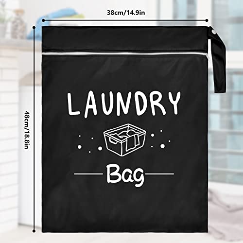 2 Pcs Travel Laundry Bag Waterproof Wet Dry Bag Washable Dirty Clothes Bathing Suit Workout - color: Black+Grey