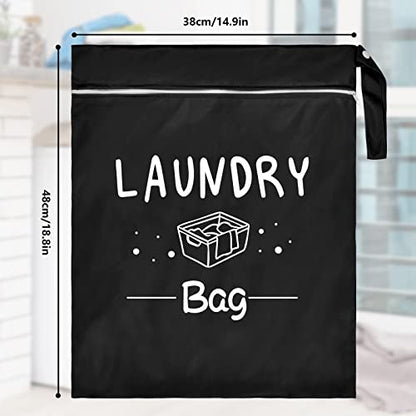 2 Pcs Travel Laundry Bag Waterproof Wet Dry Bag Washable Dirty Clothes Bathing Suit Workout - color: Black+Grey