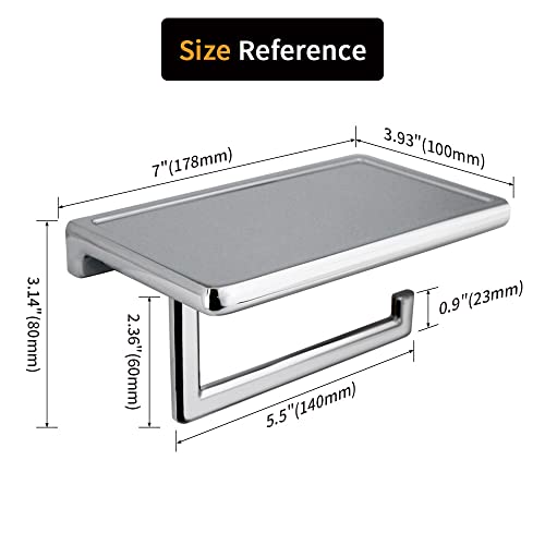 Toilet Paper Holder for Bathroom Solid ZINC Alloy Material and Superior Hotel Style Tissue Roll Holder with Cell Phone Storage Chrome D500091C - color: Chrome