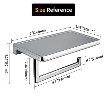Toilet Paper Holder for Bathroom Solid ZINC Alloy Material and Superior Hotel Style Tissue Roll Holder with Cell Phone Storage Chrome D500091C - color: Chrome