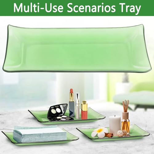 Haturi Glass Bathroom Accessories Set, Green Bathroom Set, 4 Pcs | Kit w/ Bathroom Soap Dispenser Set, Toothbrush Holder, Qtip Holder, Soap Dish, Green Bathroom Decor, Gift for Home Apartment - style: Light Green
