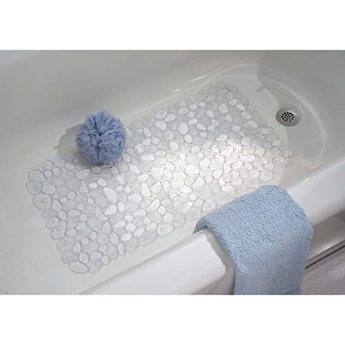 iDesign Pebblz Suction Non-Slip Bath Mat, Clear, 13.75" x 26.5" | For Shower, Bathtub and Stall - color: Clear