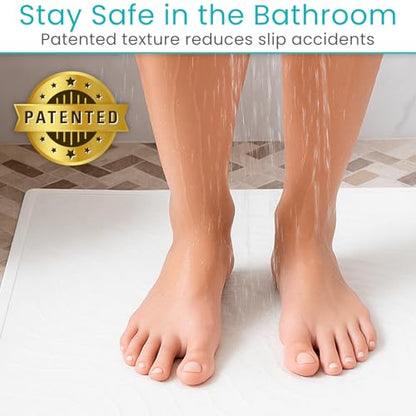 Vive Non-Slip Bath Mat with Suction Cups - 28" x 16" Extra Large Rubber Mat for Safety & Comfort - Patented Grip Prevents Slips and Falls for Kids, Elderly, Men, Women - XL Non Skid Shower & Tub Cover | For Safety & Comfort - Patented Grip Prevents Slips