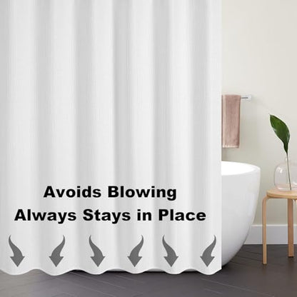 Boho Shower Curtain Set, Waterproof Fabric Shower Curtains, Luxury Hotel Style, Waffle Texture, Heavy Duty, Extra Long Bath Curtain, No Hook, Bathroom Decor, 72x72 Inch, White - size: 72"W x 72"L (Pack of 1)