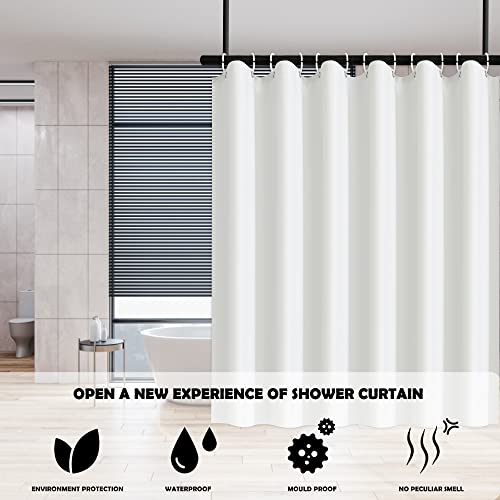 Extra Wide Large Shower Curtains with 20 Hooks,Shower Curtain Liner 118W x78H Soft Hotel Quality Suitable for Hotel/Family Bathroom White - size: 118.1"W x 78.7"L (Pack of 1)