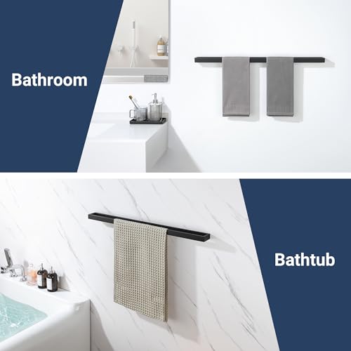 Sayayo Matte Black Towel Bar for Bathroom, 31.5 Inch Hand Towel Holder Wall Mount Square Towel Ring SUS304 Stainless Steel Towel Rack - color: Black, size: 31.5 INCH