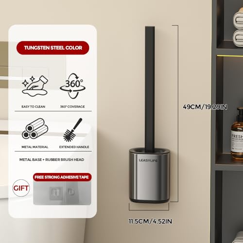 Toilet Brush and Holder, Tungsten Steel, Stainless Steel - color: Tungsten Steel
