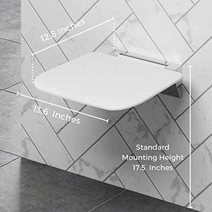 Folding Shower Seat Wall Mounted – Secure Fold Down Shower Bench, 350lbs Capacity, Space-Saving & Easy to Clean, Polished Chrome - color: Polished Chrome