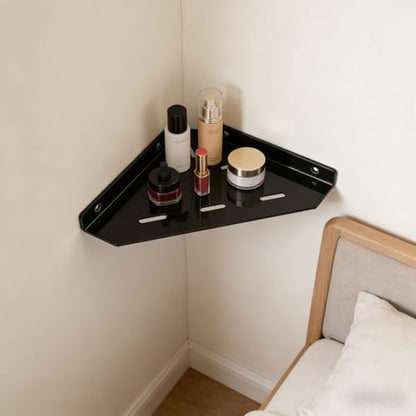AYNEFY Shower Corner Shelf, Matte Modern Sturdy Coner Floating Acrylic Mount Sheves Rustproof Wall Mounted Accessories for Bathroom Kitchen Smooth Organizers and Storage